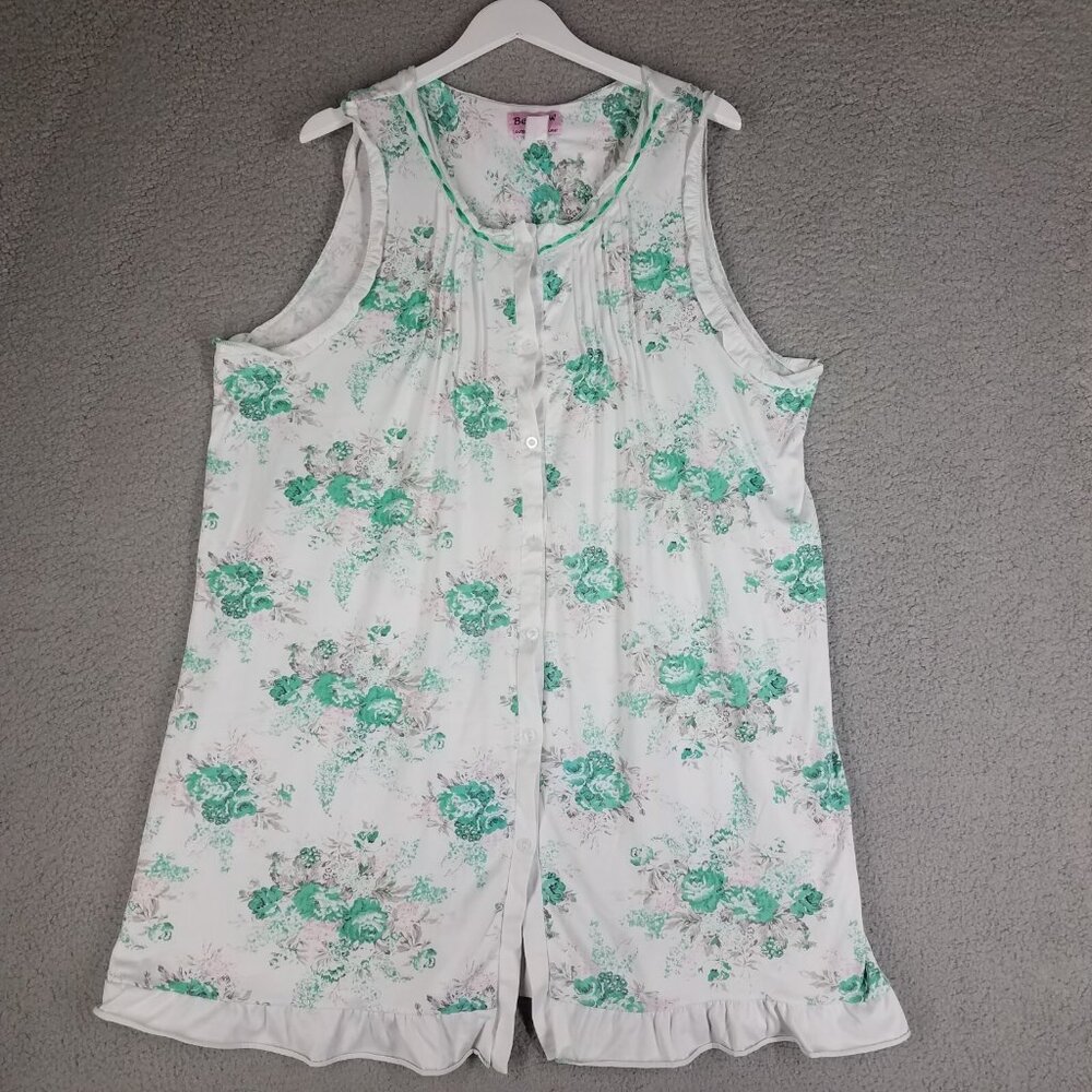 Betsy TW Sleep Dress Women's 1X 2X Floral White Cottagecore Feminine Lounge